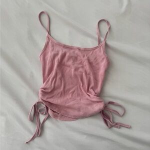 PacSun Ribbed Pink Lounge Top with Side Tie Detail
